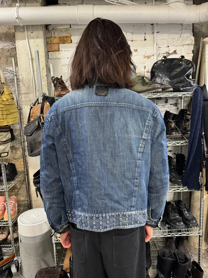 2000s Versace Eyelet Blue Denim Jacket mgtozuS 2