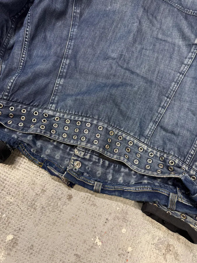 2000s Versace Eyelet Blue Denim Jacket mgtozuS 3