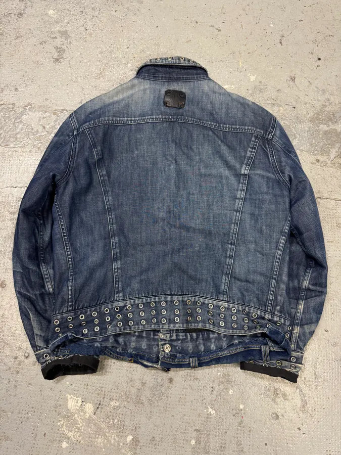 2000s Versace Eyelet Blue Denim Jacket mgtozuS 6