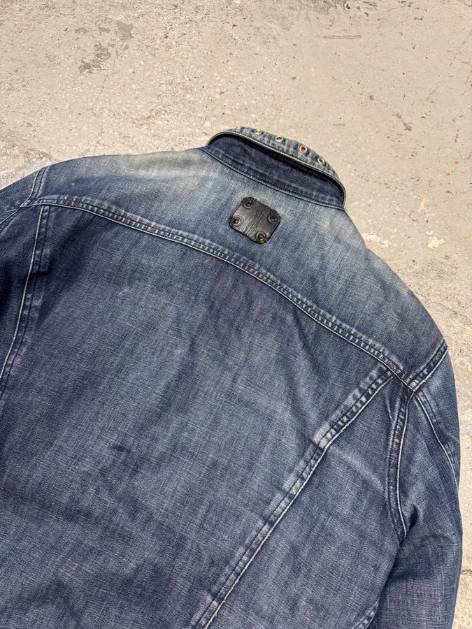 2000s Versace Eyelet Blue Denim Jacket mgtozuS 7