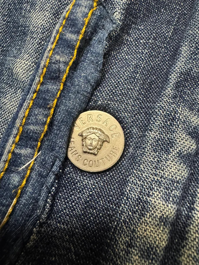 2000s Versace Eyelet Blue Denim Jacket mgtozuS 8