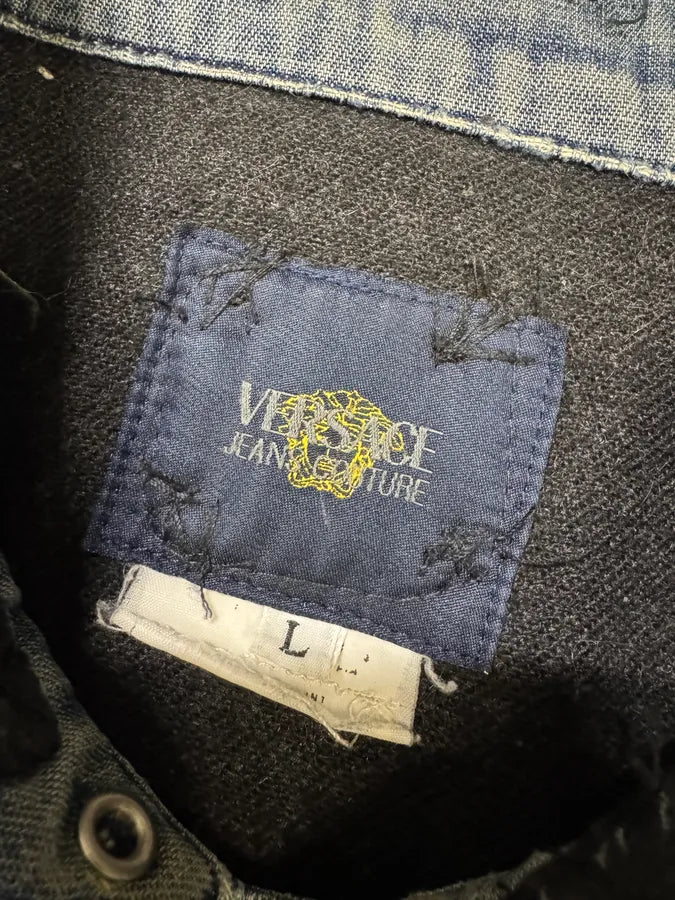 2000s Versace Eyelet Blue Denim Jacket mgtozuS 9