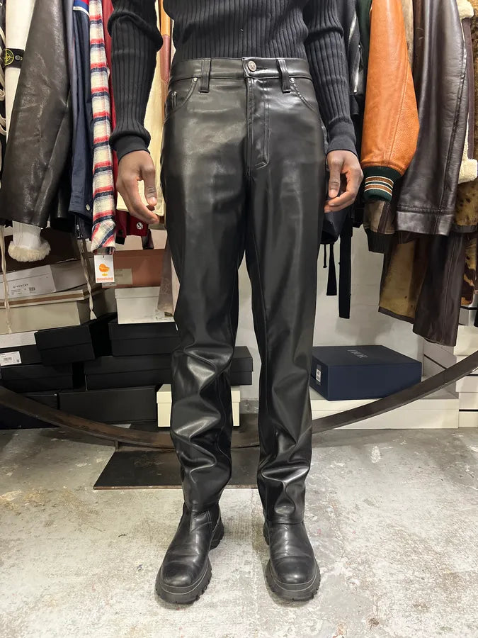 2000s Versace Eco Black Leather Pants VXUVVaP 1