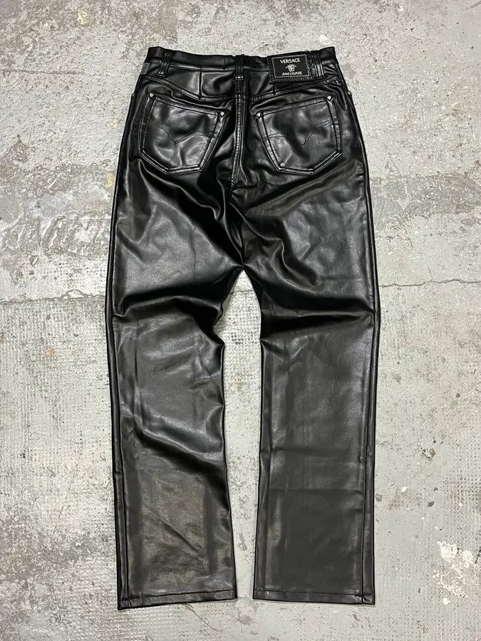 2000s Versace Eco Black Leather Pants VXUVVaP 5
