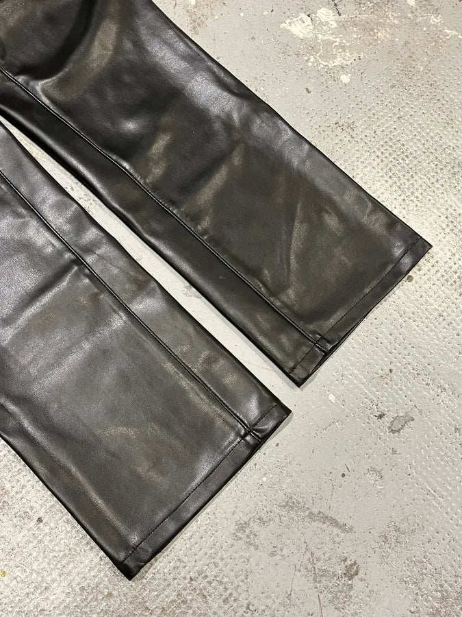 2000s Versace Eco Black Leather Pants VXUVVaP 8