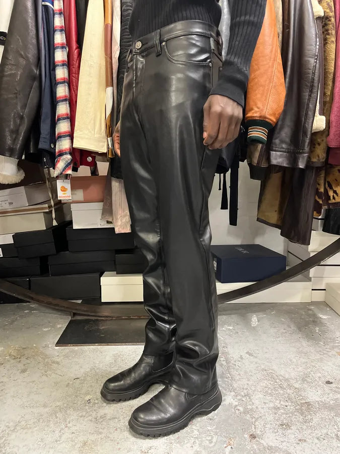 2000s Versace Eco Black Leather Pants VXUVVaP 2