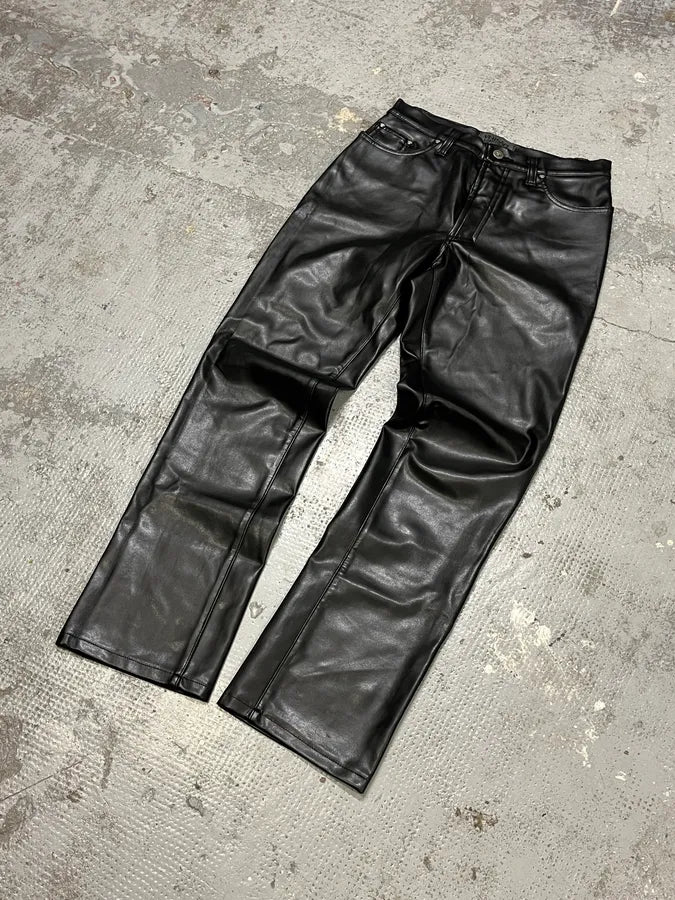 2000s Versace Eco Black Leather Pants VXUVVaP 4