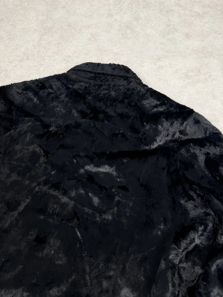2000s Versace Faux Fur Black Buttoned Jacket OkeGfkc 8