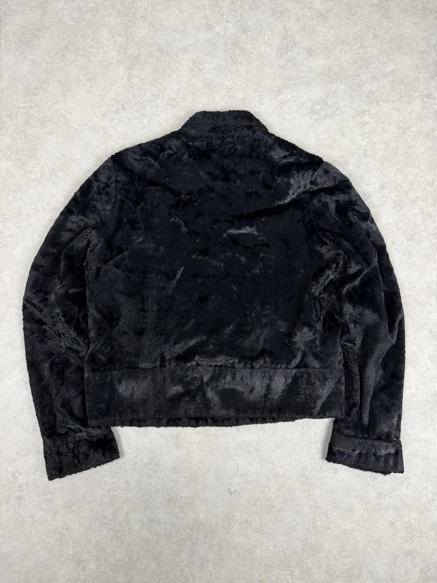 2000s Versace Faux Fur Black Buttoned Jacket OkeGfkc 3