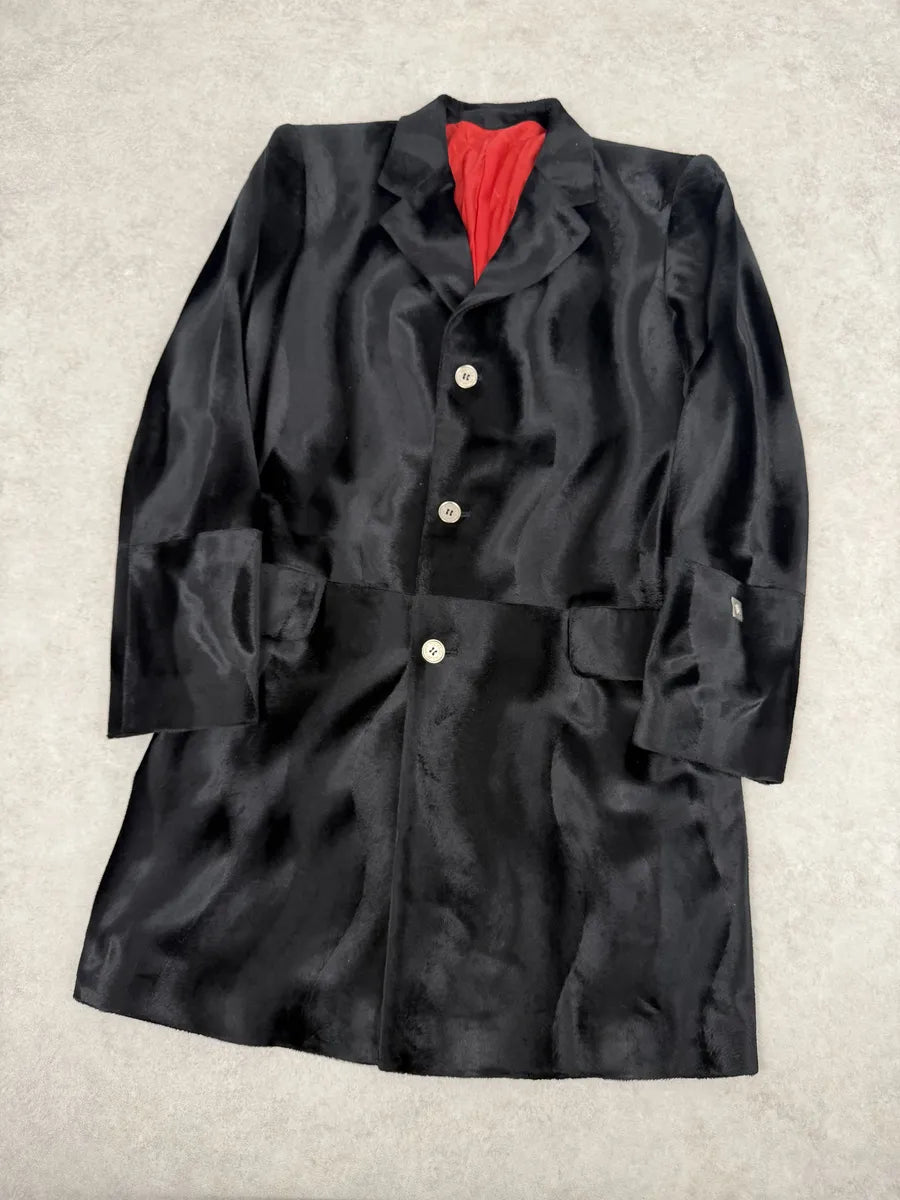 2000s Versace Faux Fur Black Imperial Trench Coat TIPSprC 4