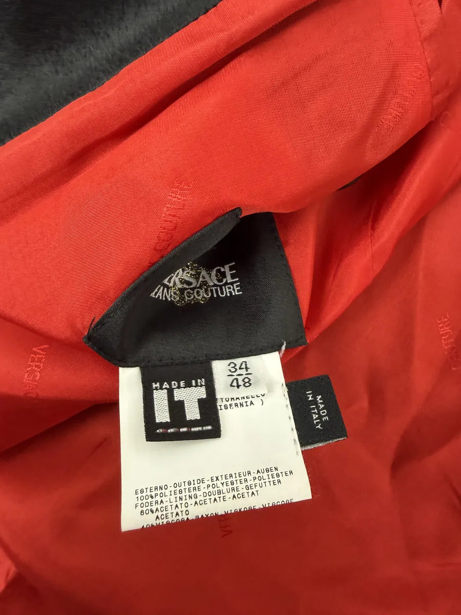 2000s Versace Faux Fur Black Imperial Trench Coat TIPSprC 5