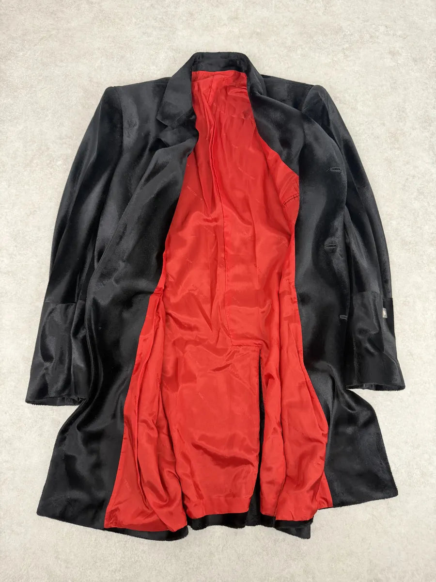 2000s Versace Faux Fur Black Imperial Trench Coat TIPSprC 6