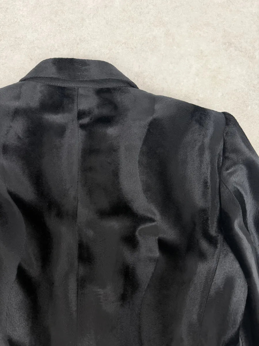 2000s Versace Faux Fur Black Imperial Trench Coat TIPSprC 7