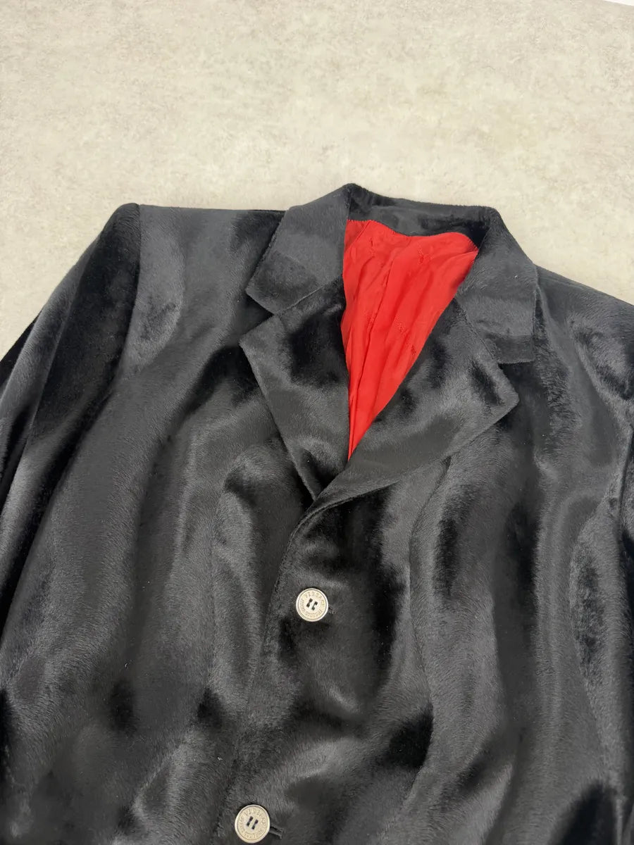 2000s Versace Faux Fur Black Imperial Trench Coat TIPSprC 8