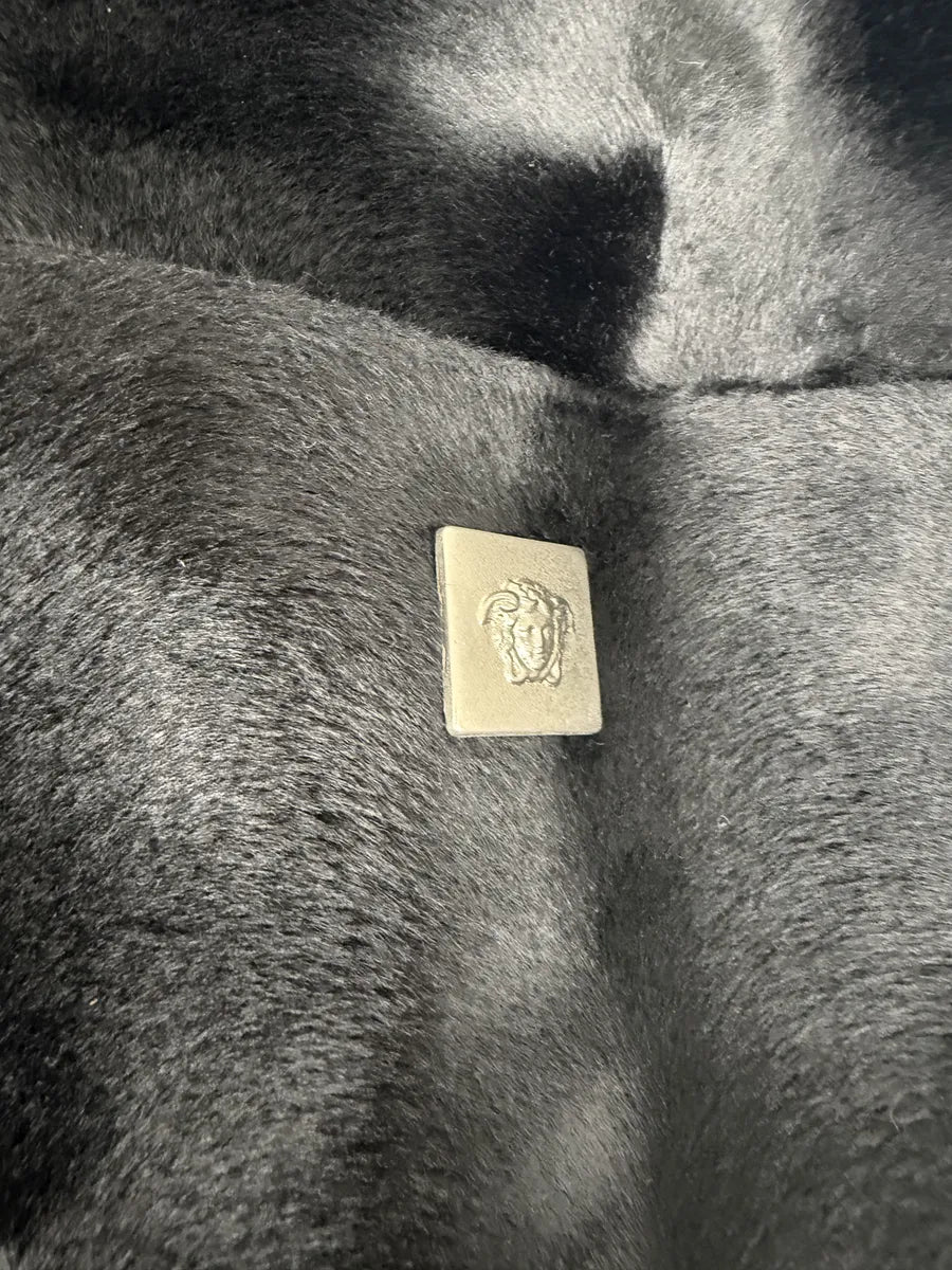 2000s Versace Faux Fur Black Imperial Trench Coat TIPSprC 9