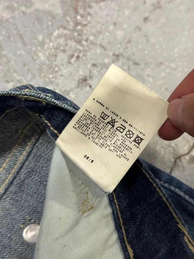 2000s Versace Green Distressed Blue Denim Jeans JUphlQF 5
