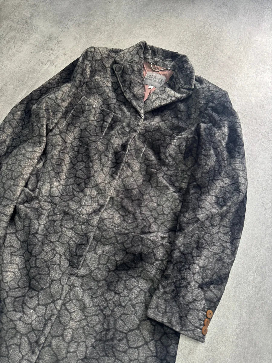 2000s Versace Grey Dark Shell Long Coat DesqXSn 1