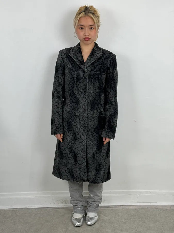 2000s Versace Grey Dark Shell Long Coat DesqXSn 1