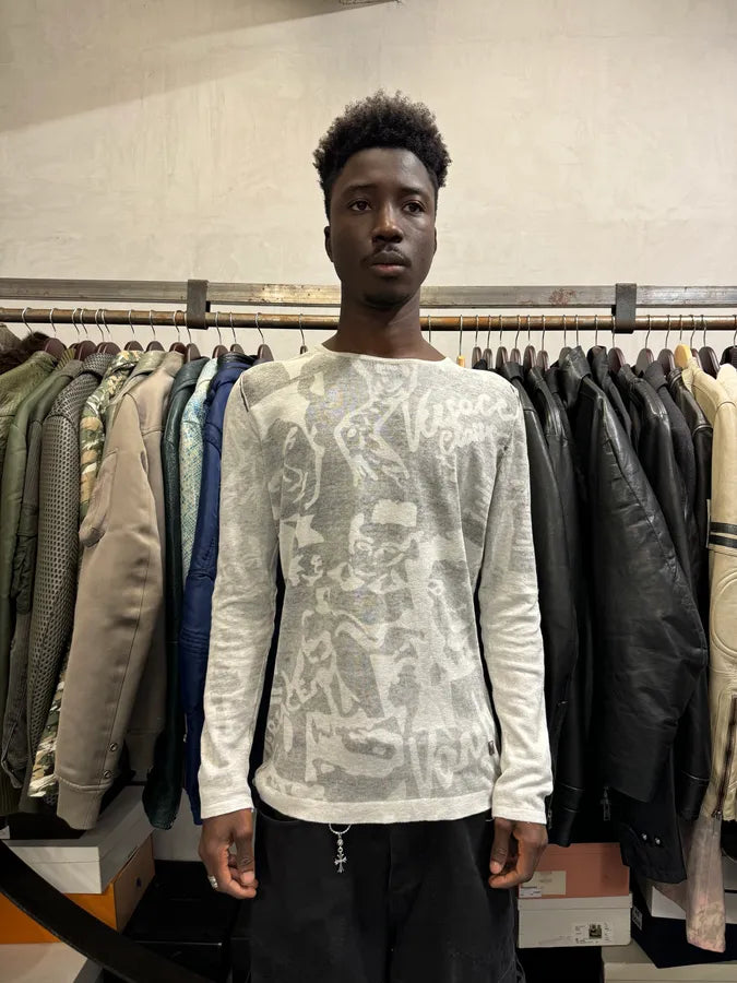 2000s Versace Grey Fancy Faces Longsleeves wjtmPQV 1