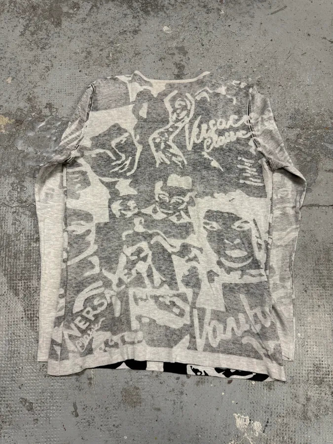 2000s Versace Grey Fancy Faces Longsleeves wjtmPQV 6
