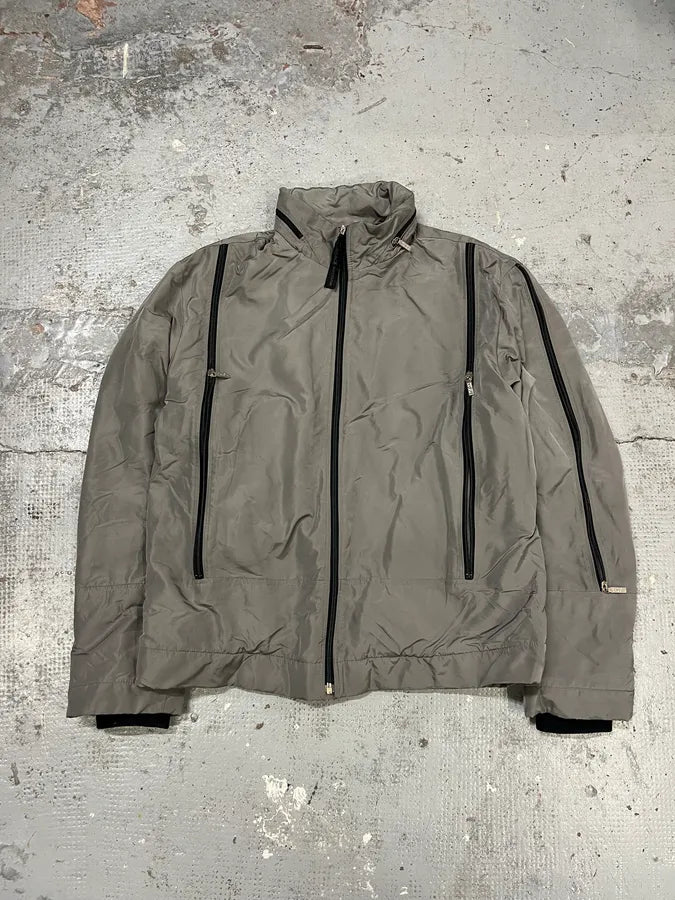 2000s Versace Grey Multi Zips Bomber Jacket CQHkUaT 0