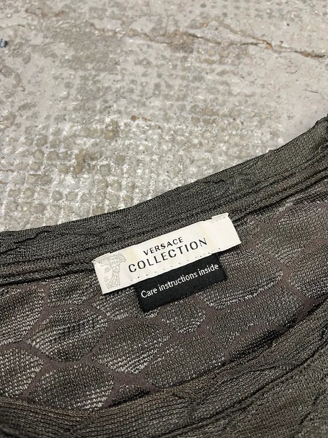 2000s Versace Grey Silk Earth Sweater mYMWaee 7