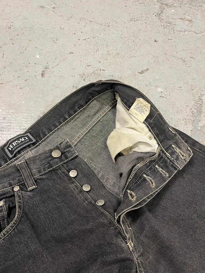 2000s Versace Grey Straight Denim Jeans JdONzlK 10