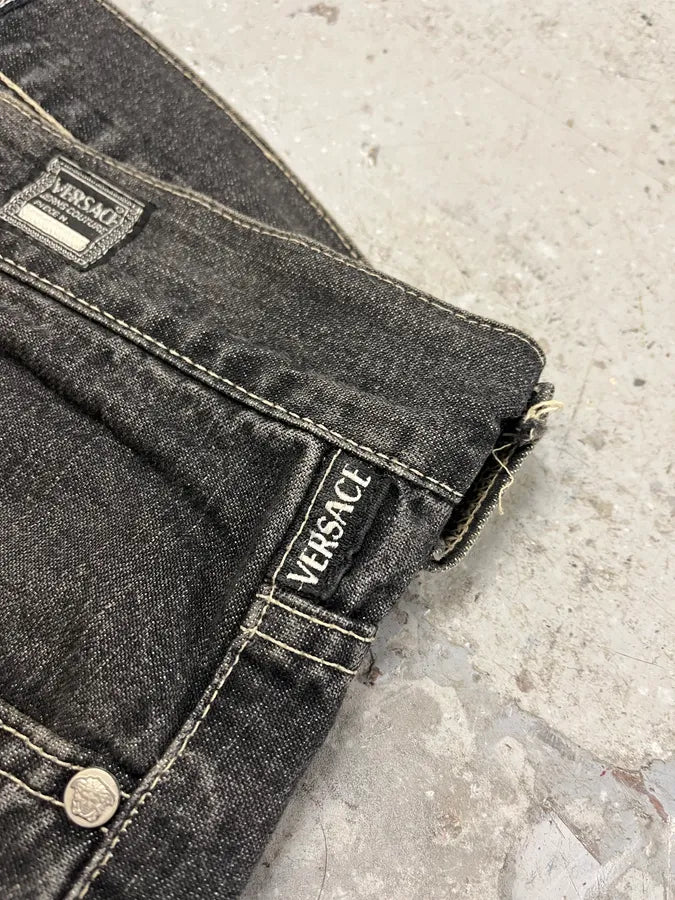 2000s Versace Grey Straight Denim Jeans JdONzlK 5