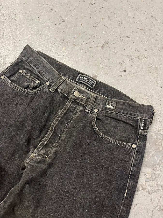 2000s Versace Grey Straight Denim Jeans JdONzlK 6