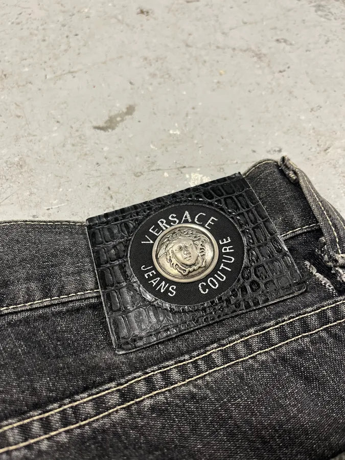 2000s Versace Grey Straight Denim Jeans JdONzlK 9