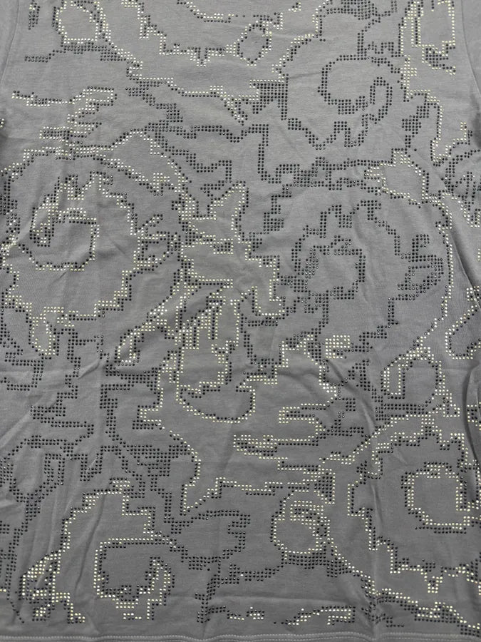 SS2015 Versace Grey Strass Pixelised Flower T-Shirt nSlKGNa 6