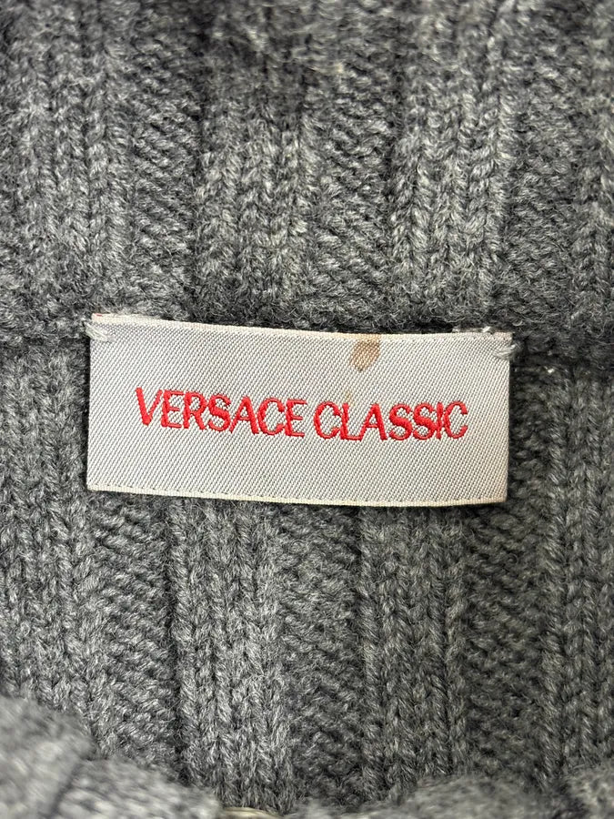 2000s Versace Hybrid Leather Wool Zip Up Jacket qZYNoJl 7