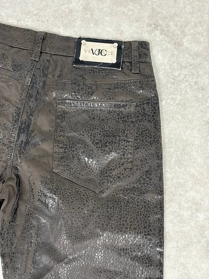 2000s Versace Leather Reptile Texture Pants FIXuXzE 7