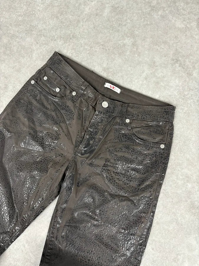 2000s Versace Leather Reptile Texture Pants FIXuXzE 4