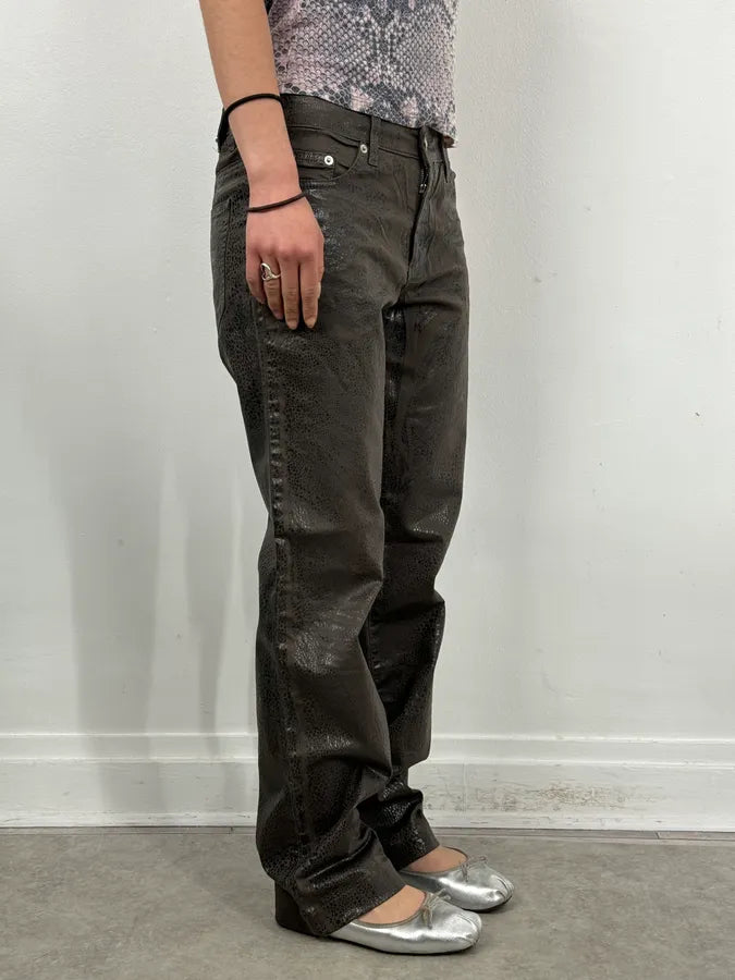 2000s Versace Leather Reptile Texture Pants FIXuXzE 2
