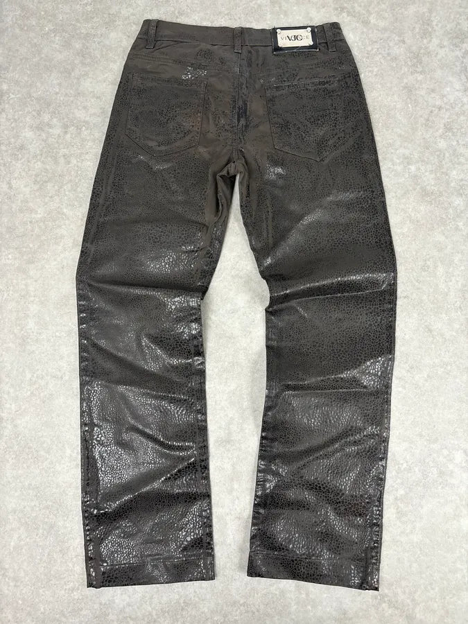 2000s Versace Leather Reptile Texture Pants FIXuXzE 5