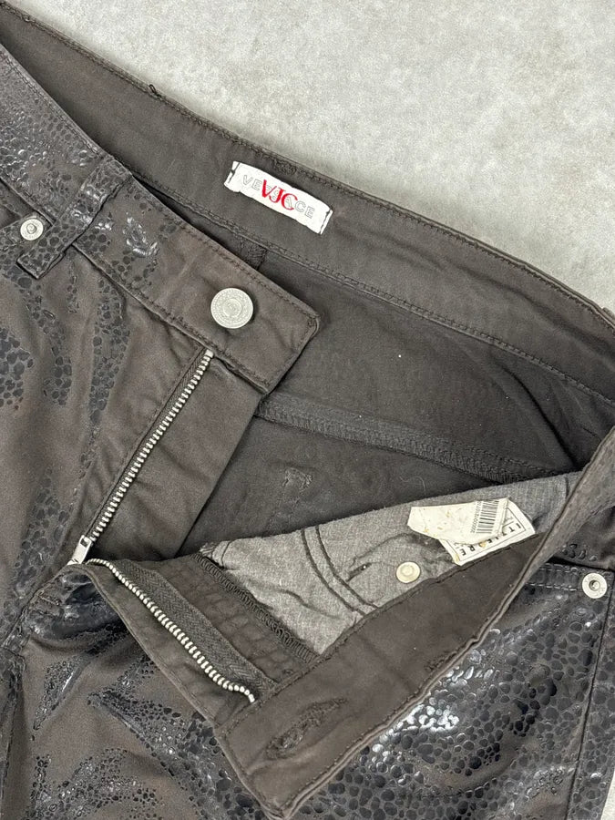 2000s Versace Leather Reptile Texture Pants FIXuXzE 8