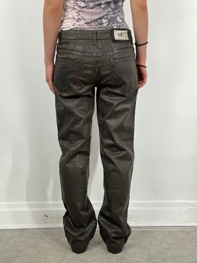 2000s Versace Leather Reptile Texture Pants FIXuXzE 3