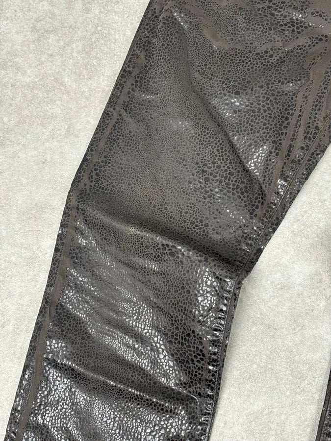 2000s Versace Leather Reptile Texture Pants FIXuXzE 9