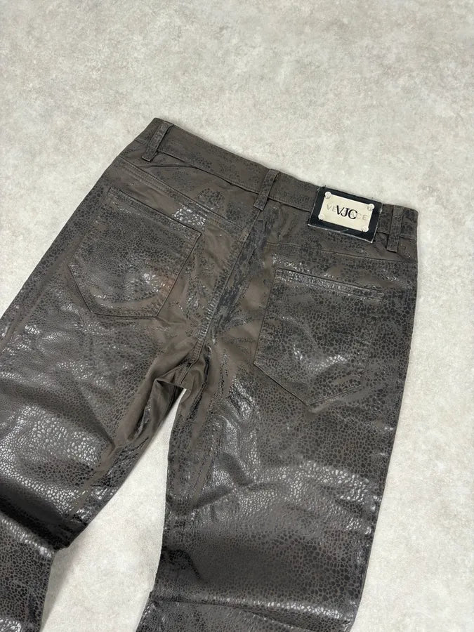 2000s Versace Leather Reptile Texture Pants FIXuXzE 6