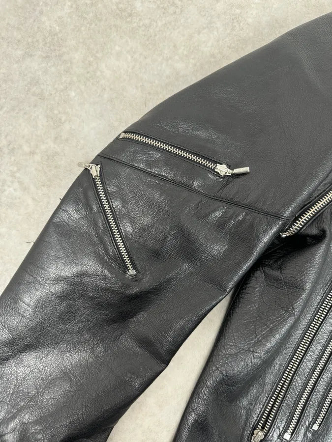 2000s Versace Michael Jackson Multi-Zip Black Leather Jacket cpSwrRn 10