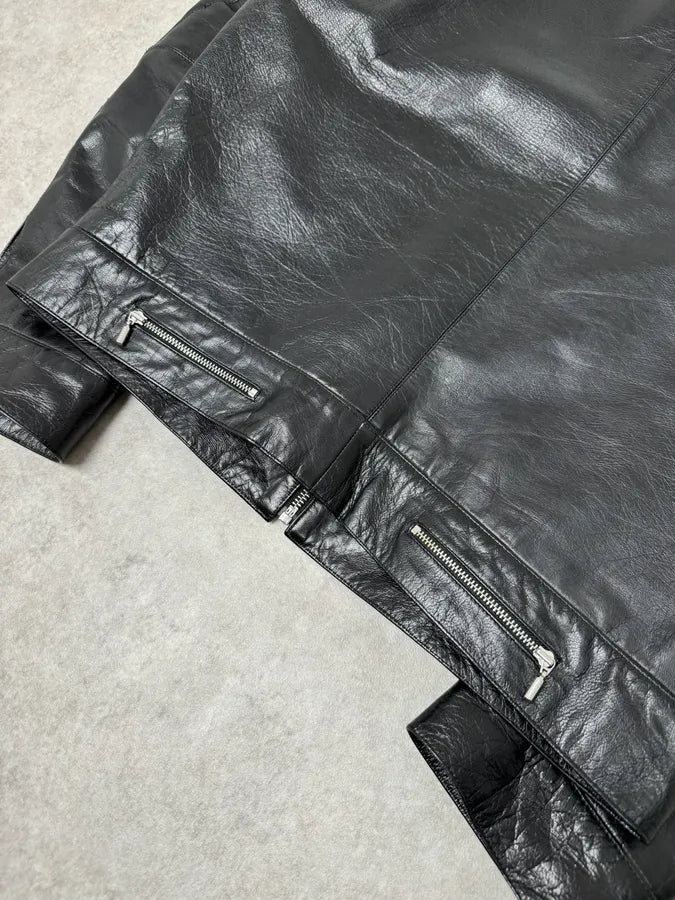 2000s Versace Michael Jackson Multi-Zip Black Leather Jacket cpSwrRn 11