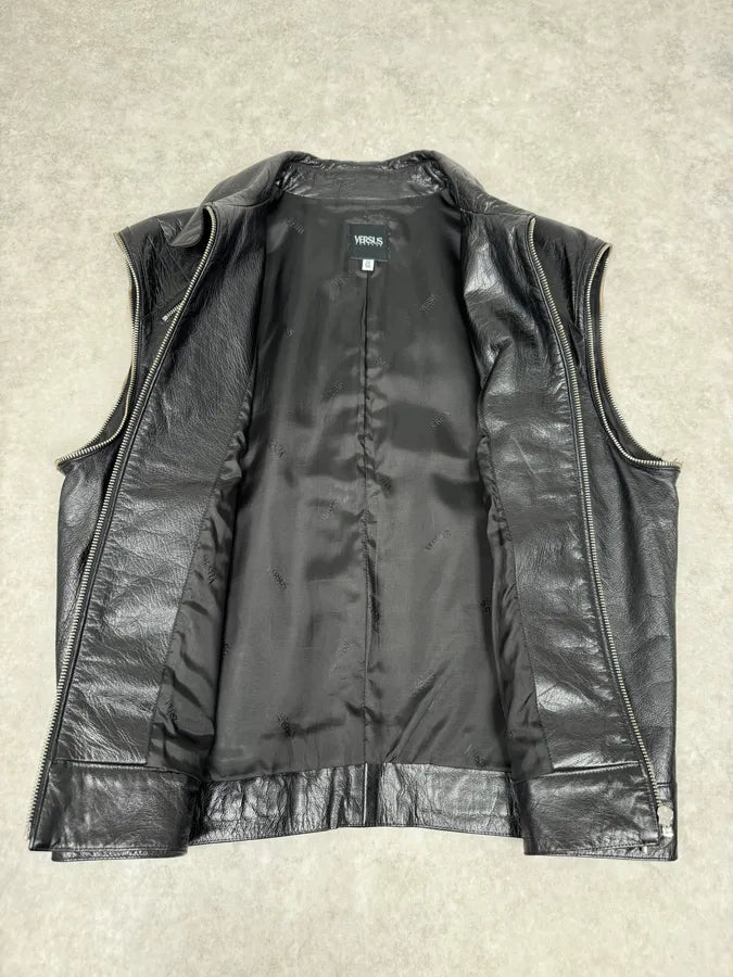 2000s Versace Michael Jackson Multi-Zip Black Leather Jacket cpSwrRn 12
