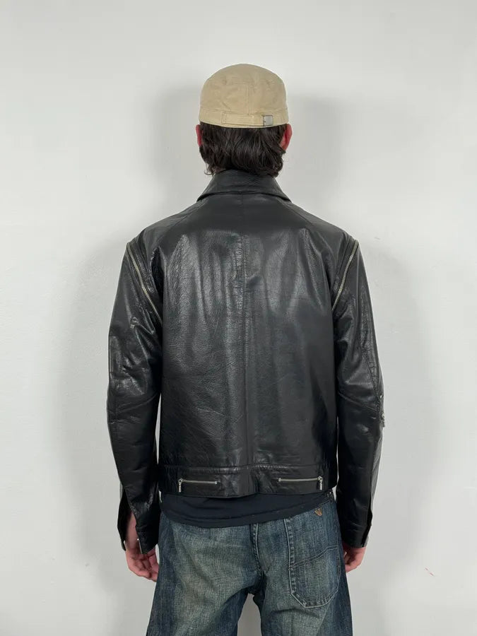 2000s Versace Michael Jackson Multi-Zip Black Leather Jacket cpSwrRn 4