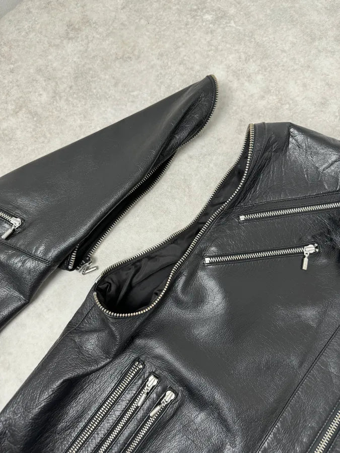 2000s Versace Michael Jackson Multi-Zip Black Leather Jacket cpSwrRn 9