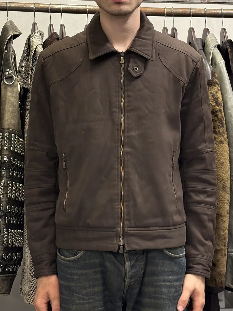 2000s Versace Minimalist Zip Brown Jacket euNYxYW 1