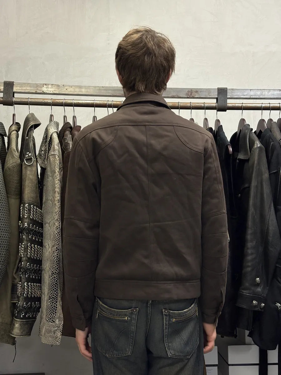 2000s Versace Minimalist Zip Brown Jacket euNYxYW 2