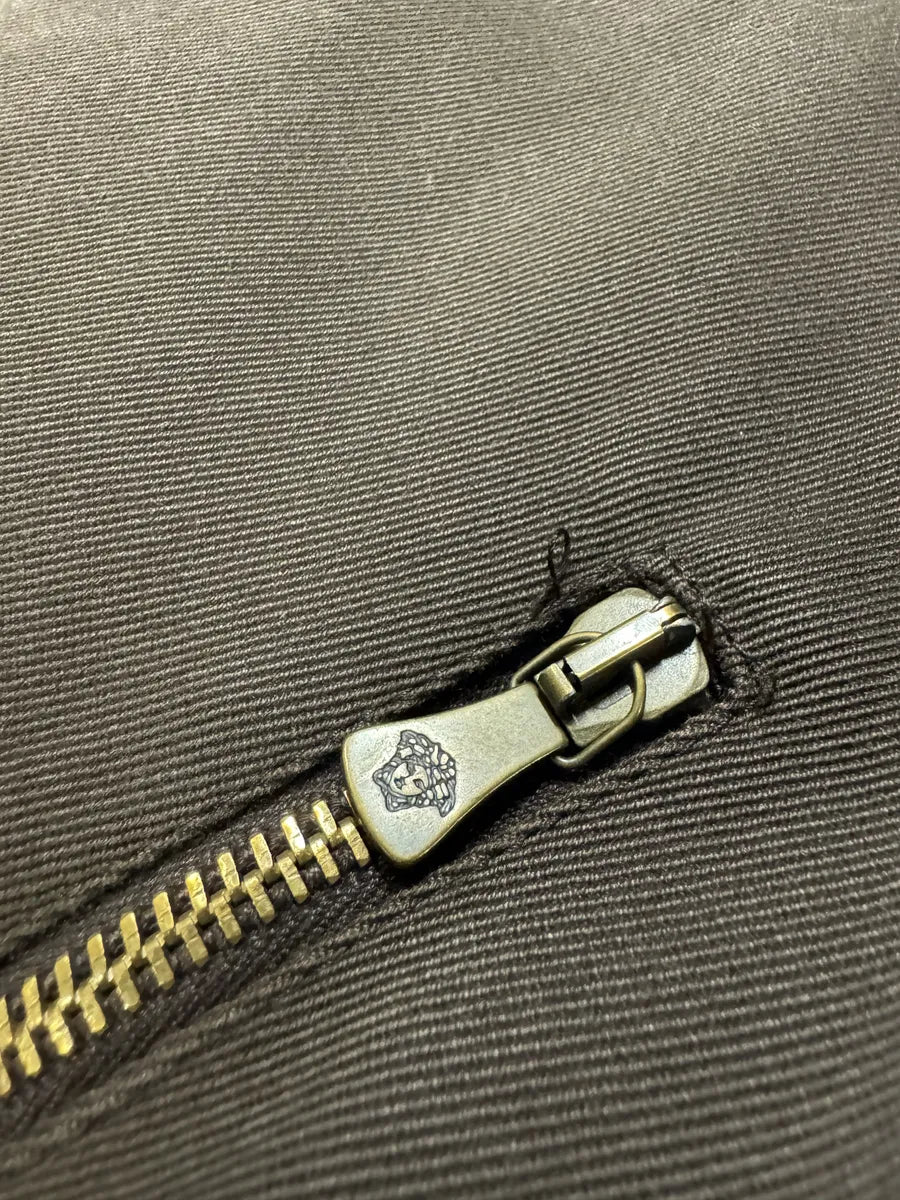 2000s Versace Minimalist Zip Brown Jacket euNYxYW 8