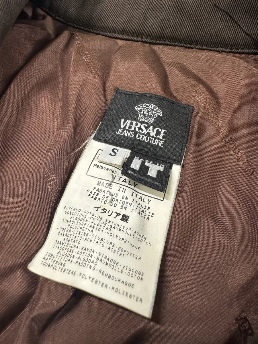 2000s Versace Minimalist Zip Brown Jacket euNYxYW 9
