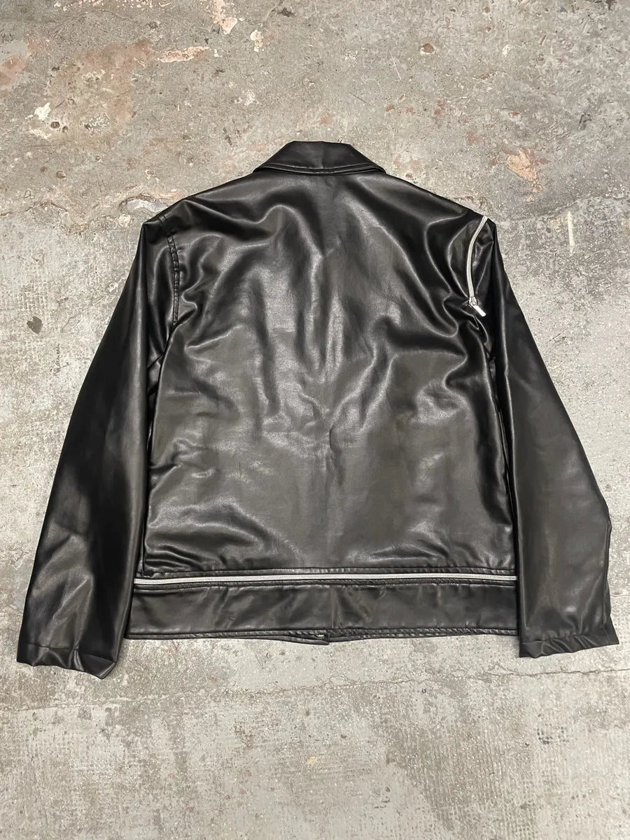 2000s Versace Multi Zips Black Eco Leather Jacket QAwlIZc 5